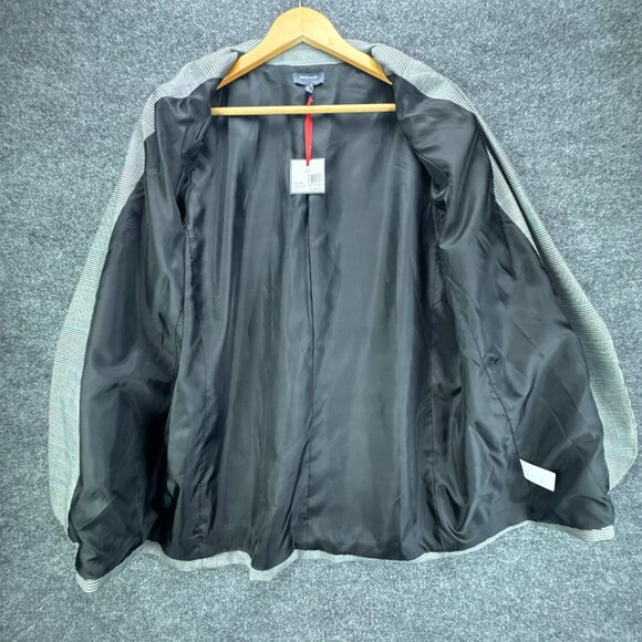 Madison Blazer Womens 2X Black White Glen Plaid Career Academia Open Jacket - Picture 5 of 16